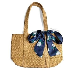 Draper James Straw Bag With Floral Scarf